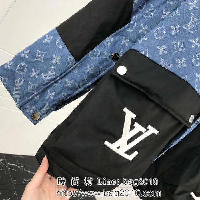 LV路易威登 X suP聯名款 18ss秋冬新款 經典老花Logo 重工刺繡 棉服外套 OS寬鬆版型 情侶款 ydi1252